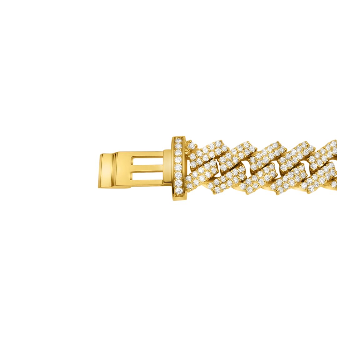 Diamond Cuban Bracelet in 14k Yellow Gold 17.67 Ctw