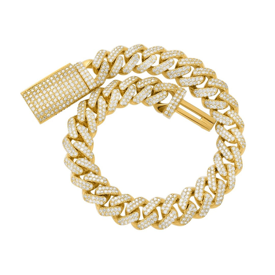 Diamond Cuban Bracelet in 14k Yellow Gold 4.91 Ctw