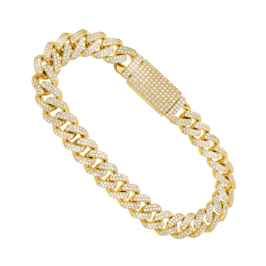 Diamond Cuban Bracelet in 14k Yellow Gold 4.91 Ctw