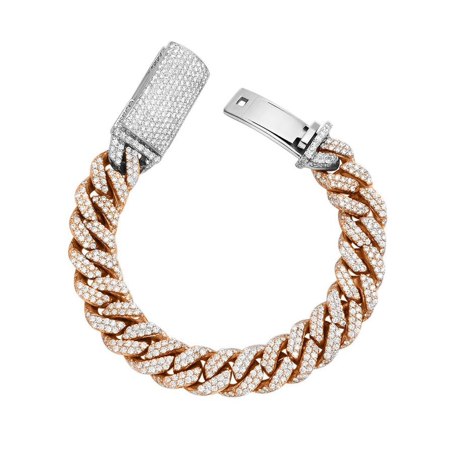 Diamond Encrusted Flowerset Cuban in 14k Two Tone Gold 16.47 Ctw