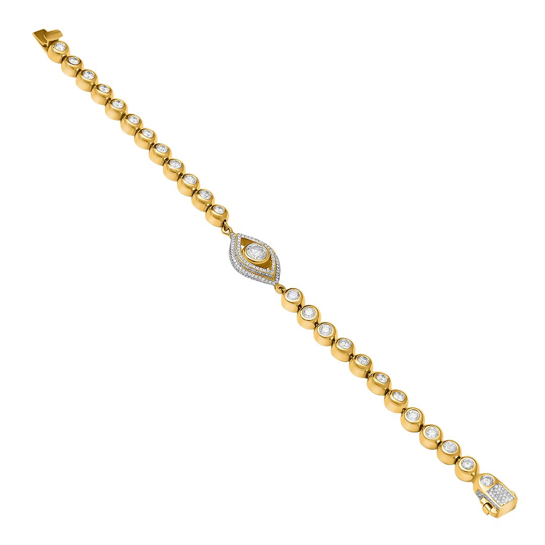 14k Yellow Gold Diamond Eye Bracelet 6.71 Ctw