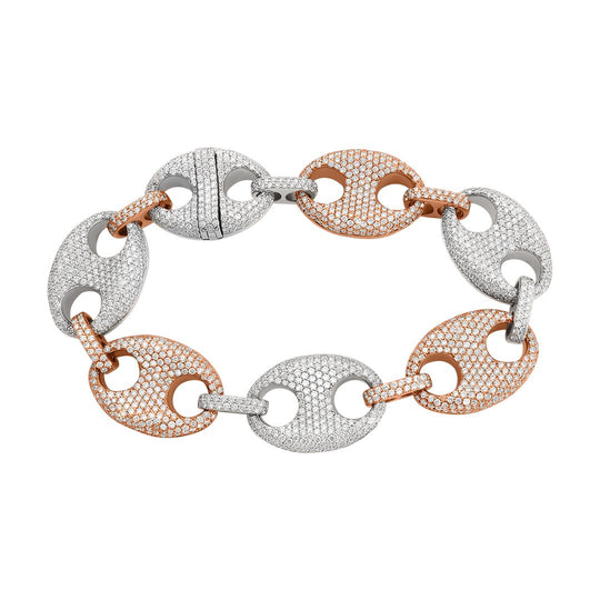 14K Gold Diamond Gucci Puff Link Bracelet 12 cwt