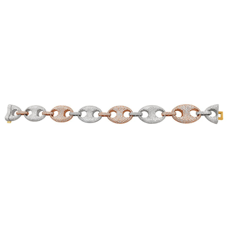 r/w Diamond Gucci Puff Link Bracelet 13 ctw