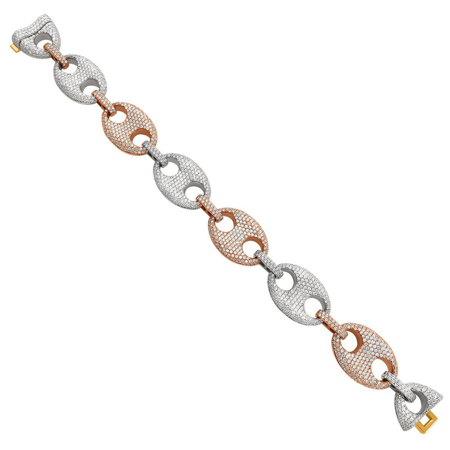 r/w Diamond Gucci Puff Link Bracelet 13 ctw