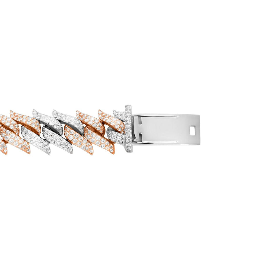 Diamond Spiked Cuban in 14k Two Tone Gold 12.53 Ctw