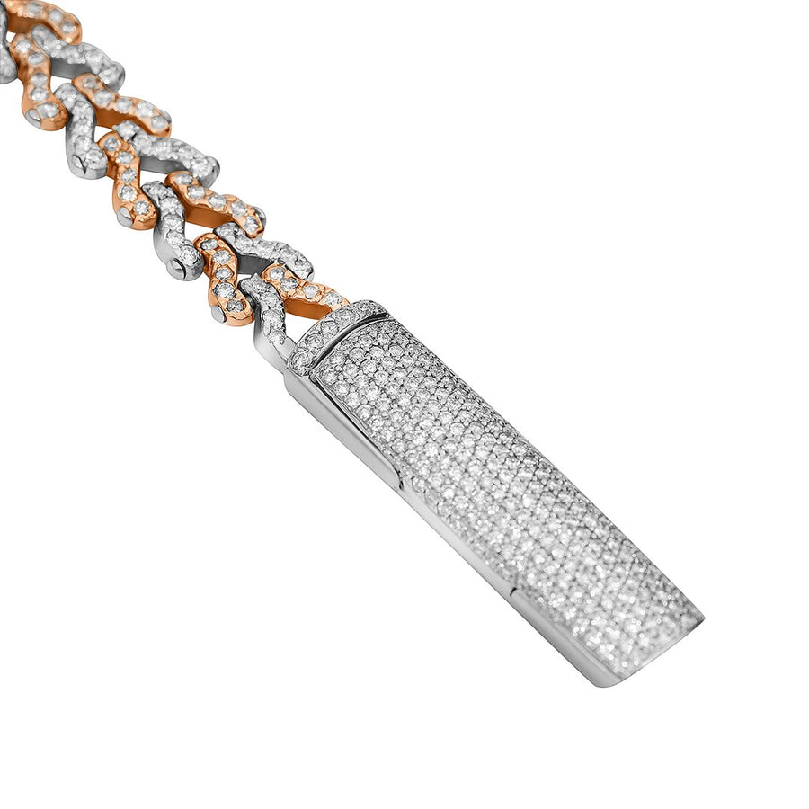 Pulsera de eslabones Avianne de dos tonos con diamantes en oro de 14 k y 8,24 quilates 