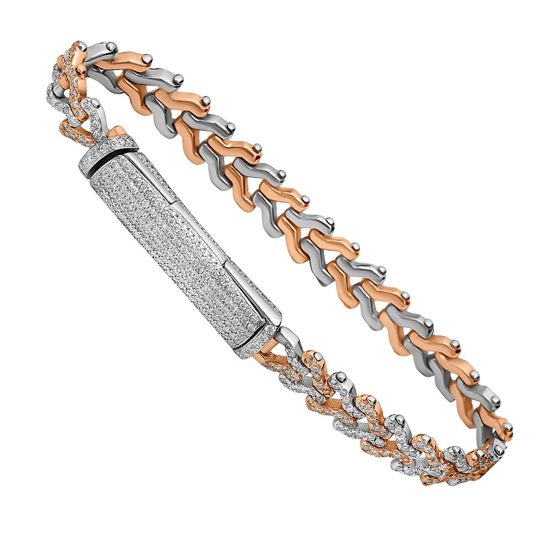 14k Gold Diamond Two Tone Avianne Link Bracelet 8.24 Ctw