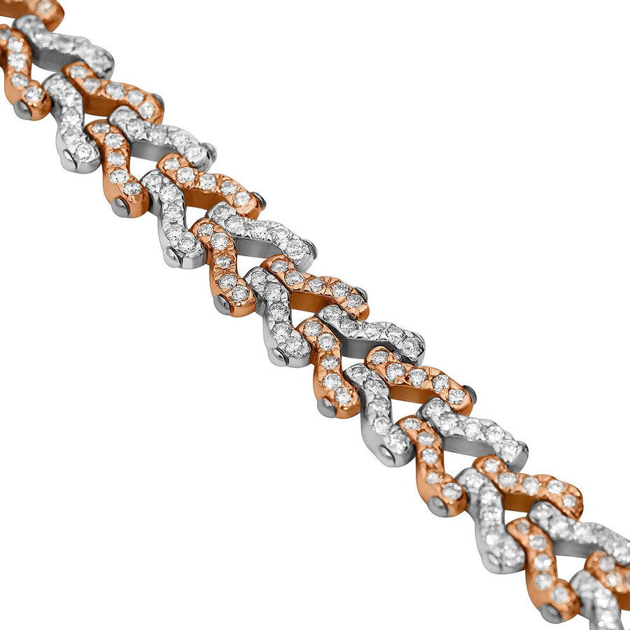 Pulsera de eslabones Avianne de dos tonos con diamantes en oro de 14 k y 8,24 quilates 