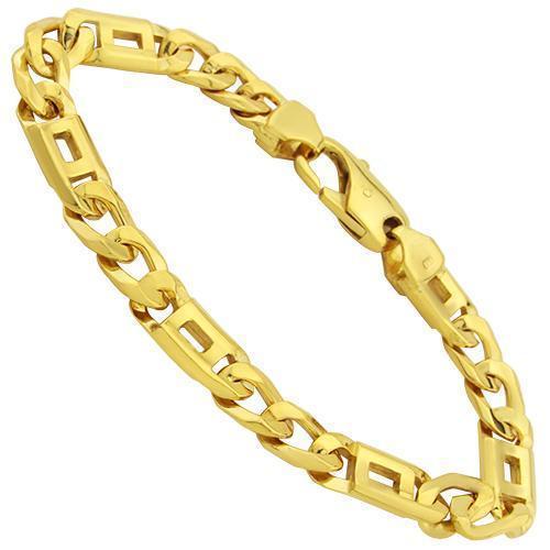 Figaro Fancy Bracelet in 14k Yellow Gold 8 Inches