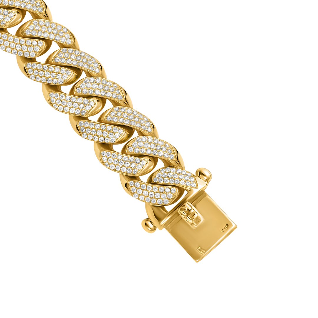 Grand Diamond Cuban Bracelet in 14k Yellow Gold 19 Ctw