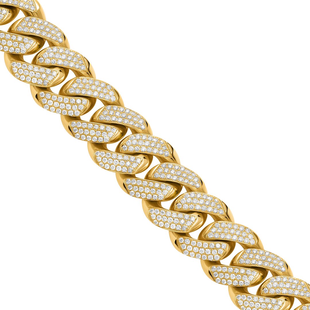 Grand Diamond Cuban Bracelet in 14k Yellow Gold 19 Ctw