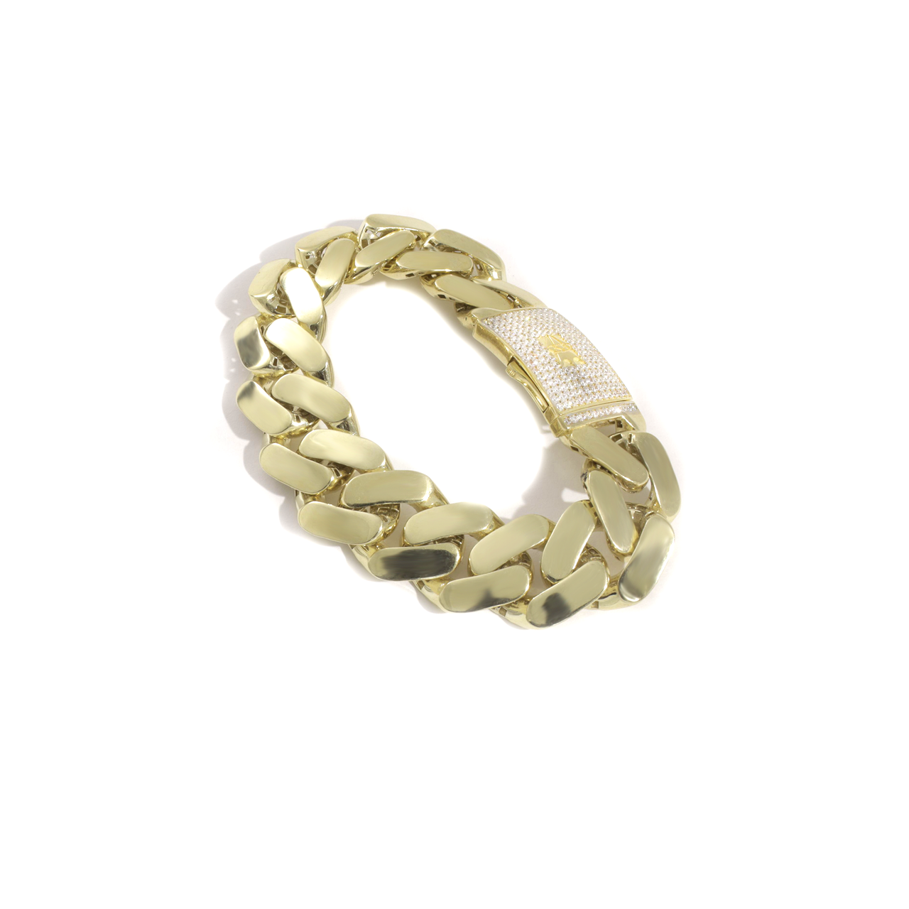 Hollow Cuban Bracelet in 10k Yellow Gold 19.3 mm