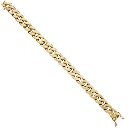 Mens Hollow Cuban Link Bracelet in 10k Yellow Gold