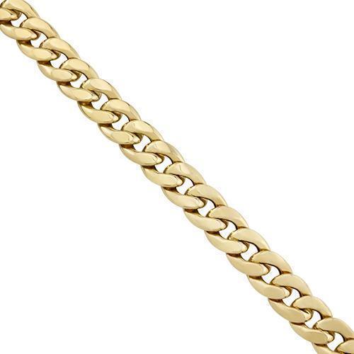 Mens Hollow Cuban Link Bracelet in 10k Yellow Gold