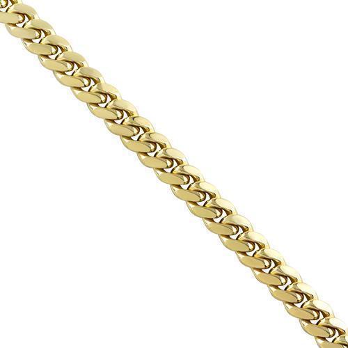 Mens Hollow Cuban Link Bracelet in 14k Yellow Gold