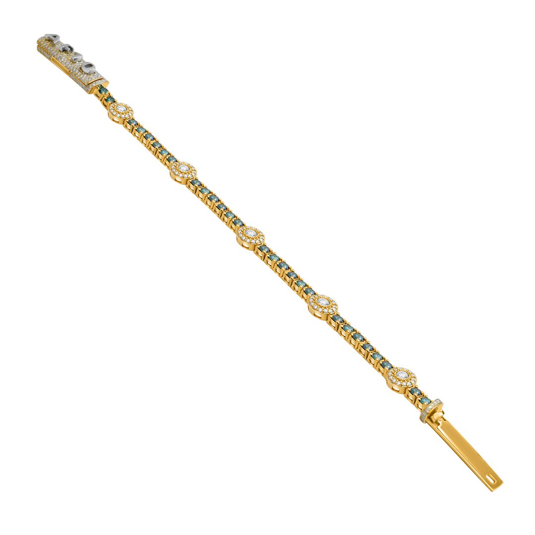 Royal Blue Diamond Tennis Bracelet in 14k Yellow Gold 9.7 CTW