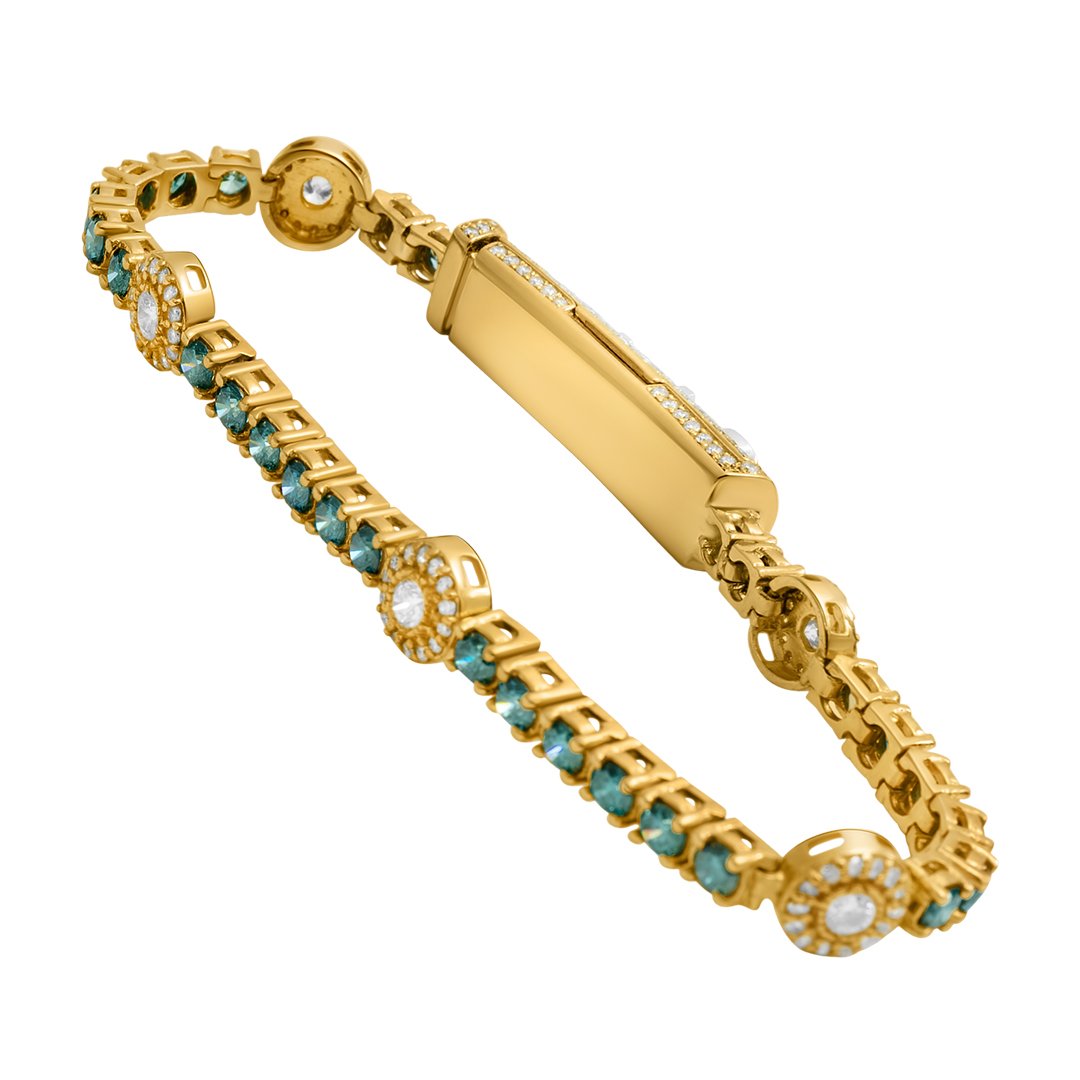 Royal Blue Diamond Tennis Bracelet in 14k Yellow Gold 9.7 CTW