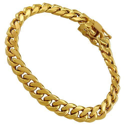 Semi-Solid Cuban Link Bracelet in 14k Yellow Gold 8 Inches