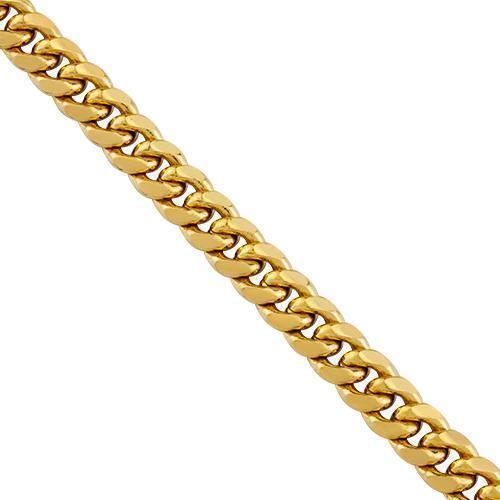 Semi-Solid Cuban Link Bracelet in 14k Yellow Gold 8 Inches