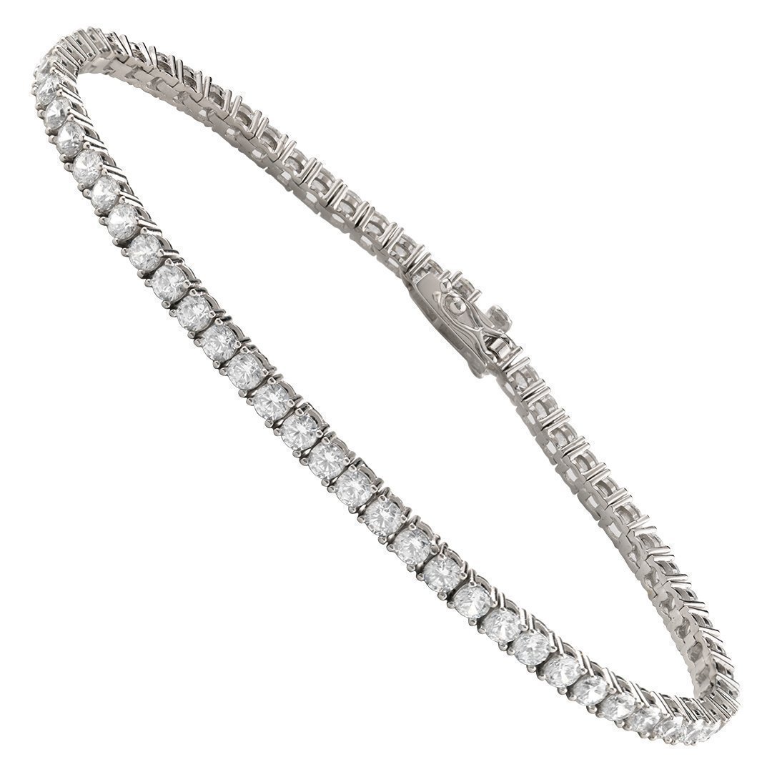 Silver Cubic Zirconia Stones Tennis Bracelet 9 Ctw 4 mm