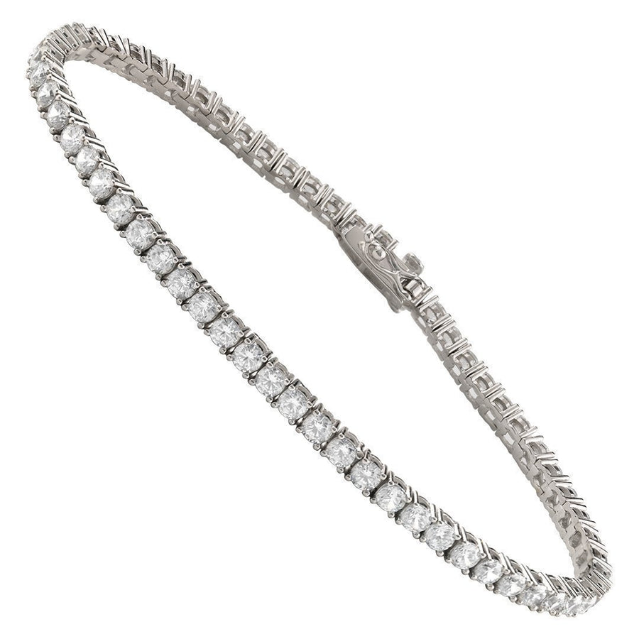 Silver Lab Created Stones Tennis Bracelet 7.5 Ctw 3 mm