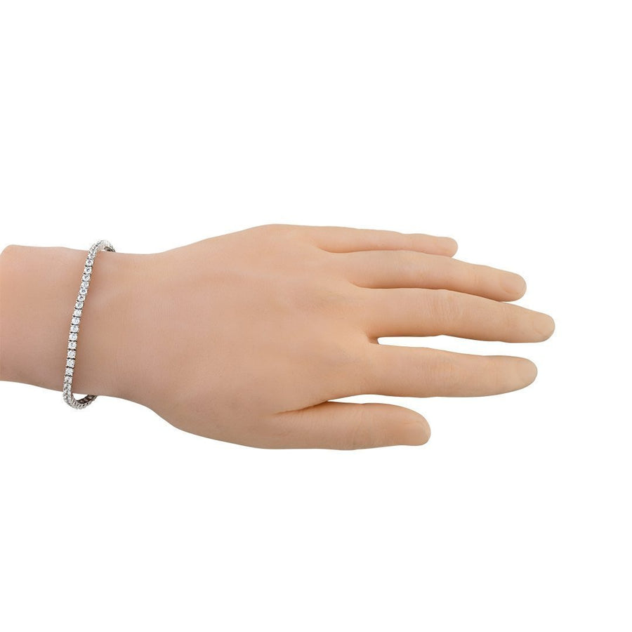 Silver Lab Created Stones Tennis Bracelet 7.5 Ctw 3 mm