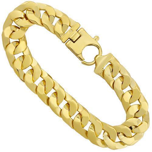 Solid Cuban Link Bracelet in 14k Yellow Gold