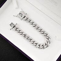 Thumbnail for Sterling Silver Lab Created Stones Cuban Link Bracelet 13 mm