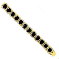 Thumbnail for Sterling Silver Yellow Gold Plated Semi-Precious Crystal Onyx Bracelet