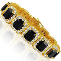 Thumbnail for Sterling Silver Yellow Gold Plated Semi-Precious Crystal Onyx Bracelet