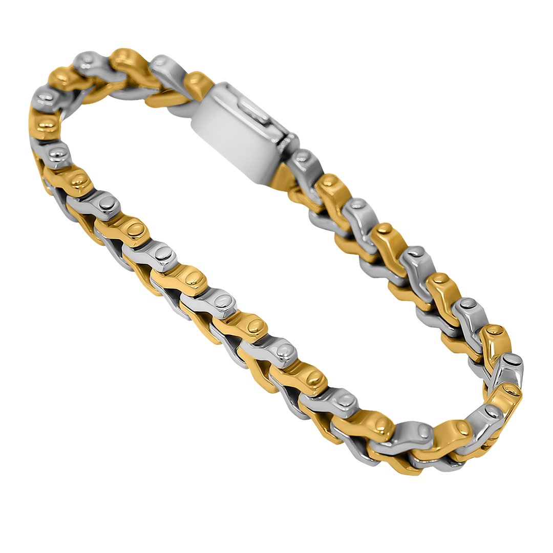 Two Tone Avianne Link with Diamond Bracelet in 18k Gold 2.75 Ctw