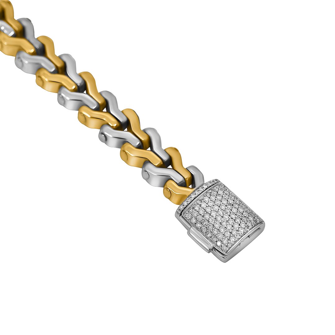 Two Tone Avianne Link with Diamond Bracelet in 18k Gold 2.75 Ctw