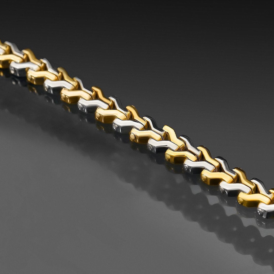 Pulsera de eslabones Avianne de dos tonos con diamantes en oro de 18 k de 2,75 quilates