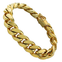 Thumbnail for Yellow 14k Gold Plated Sterling Silver Cuban Link Bracelet 14.5 mm