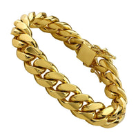Thumbnail for Yellow 18k Gold Plated Sterling Silver Cuban Link Bracelet 14.5 mm