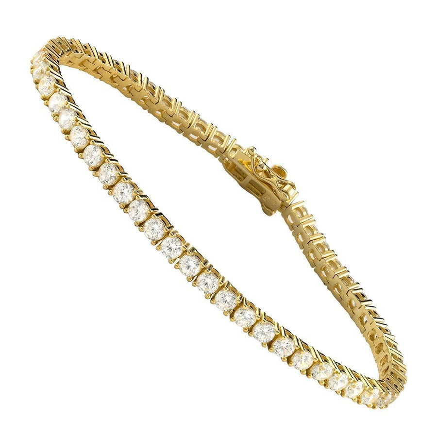 Yellow Gold Plated Silver Lab Created Stones Tennis Bracelet 7 Ctw 3 mm