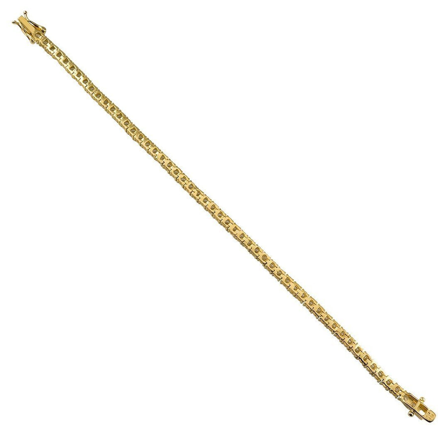 Yellow Gold Plated Silver Lab Created Stones Tennis Bracelet 7 Ctw 3 mm