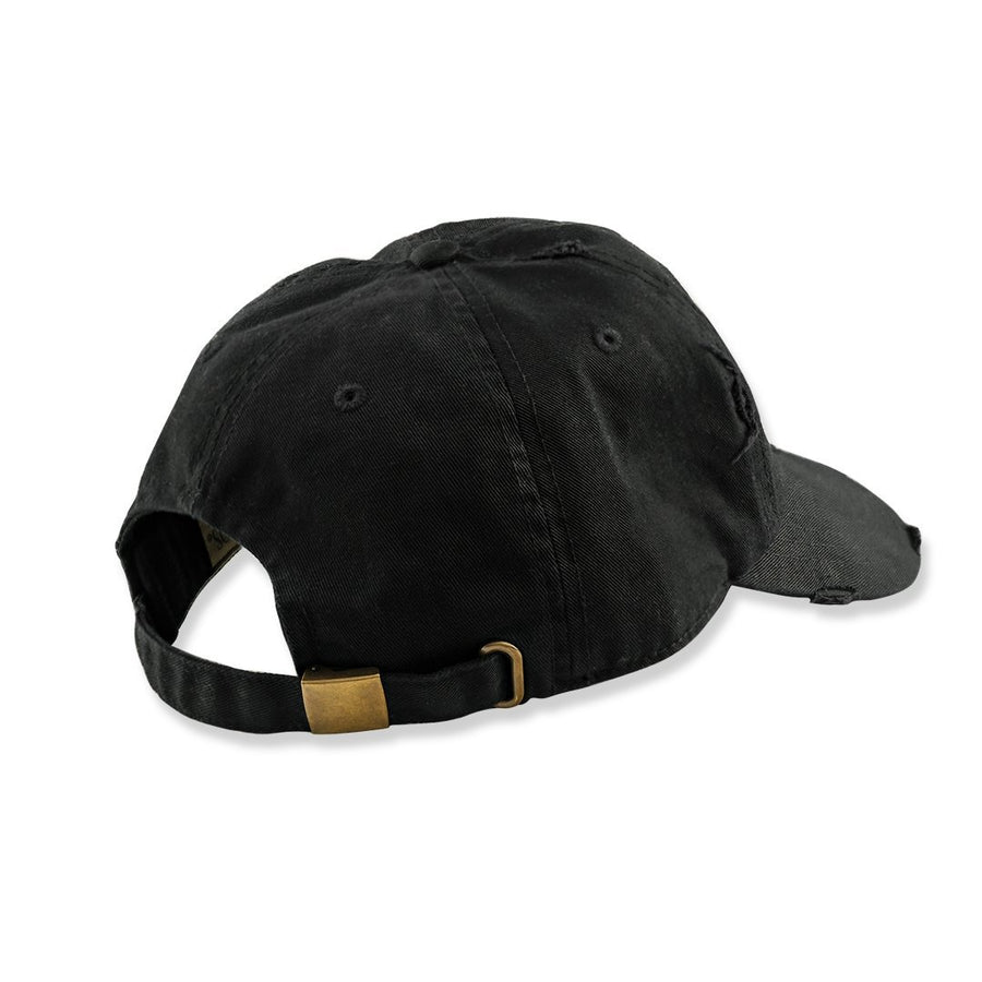 Avianne Black Gold Border Distressed Cap