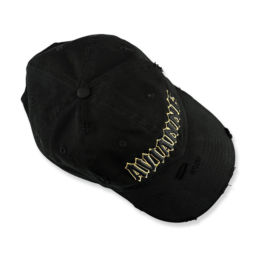 Avianne Black Gold Border Distressed Cap