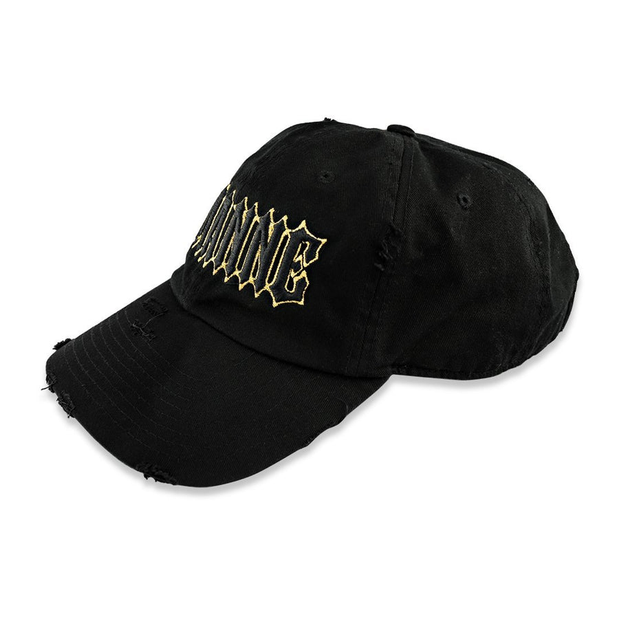 Avianne Black Gold Border Distressed Cap