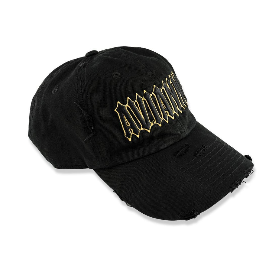 Avianne Black Gold Border Distressed Cap