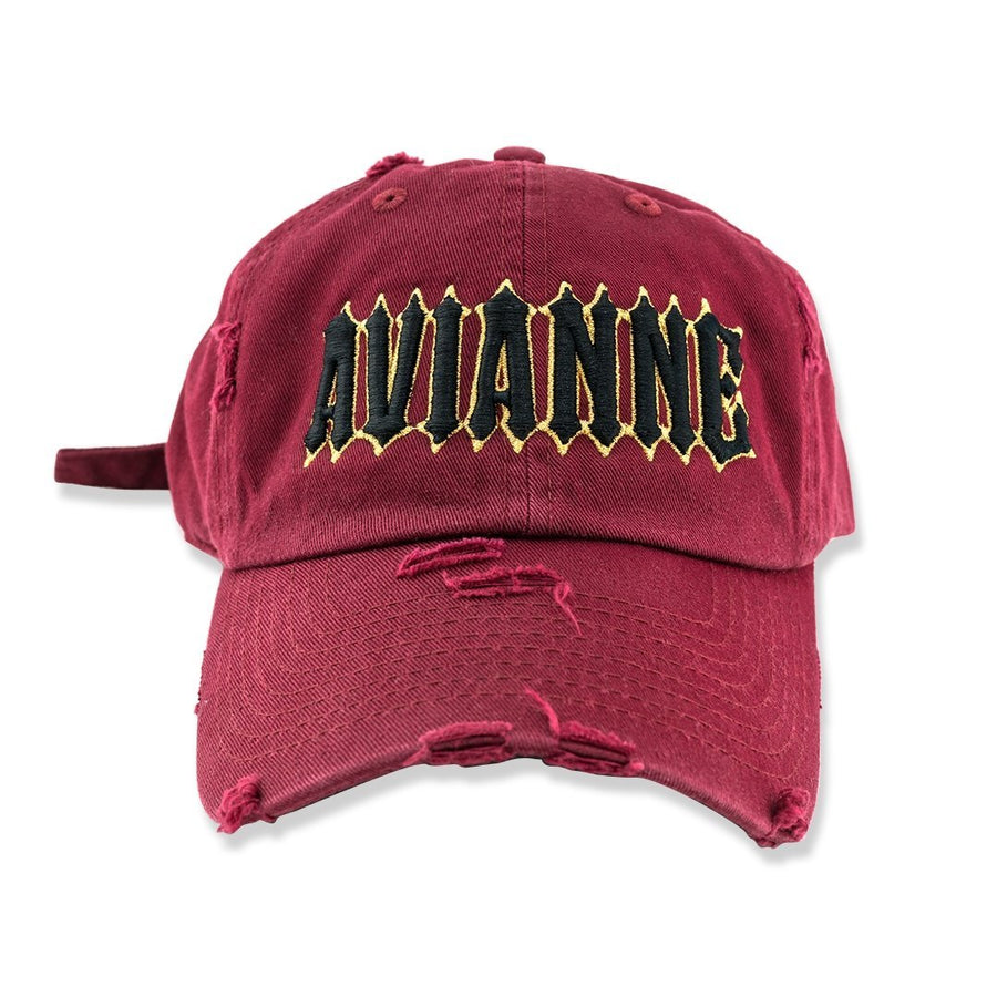 Avianne Burgundy Distressed Cap