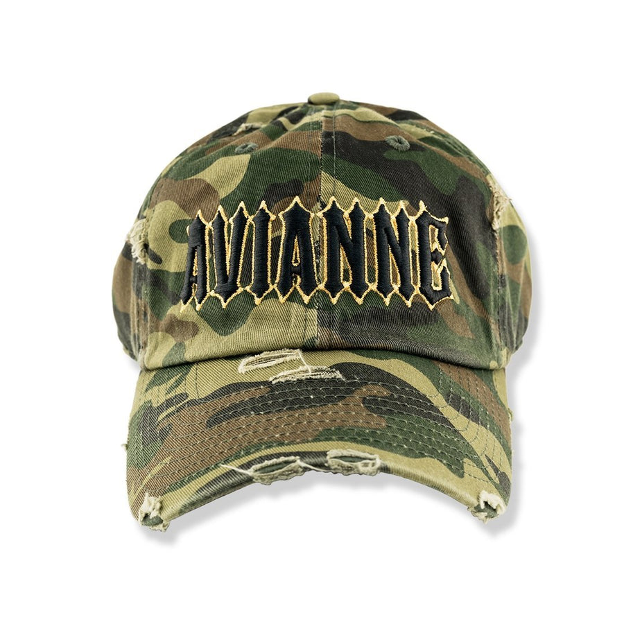 Avianne Green Camouflage Distressed Cap