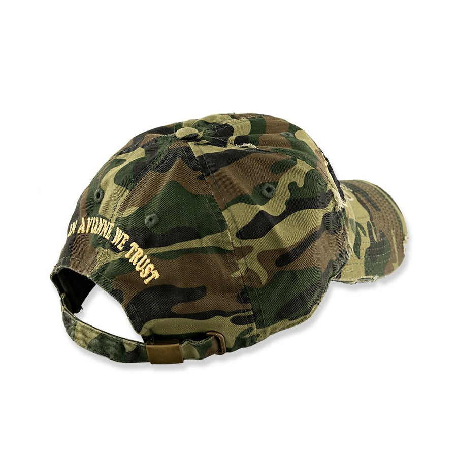 Avianne Green Camouflage Distressed Cap