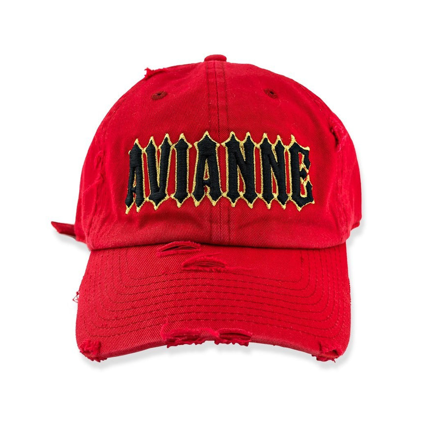 Avianne Red Distressed Cap