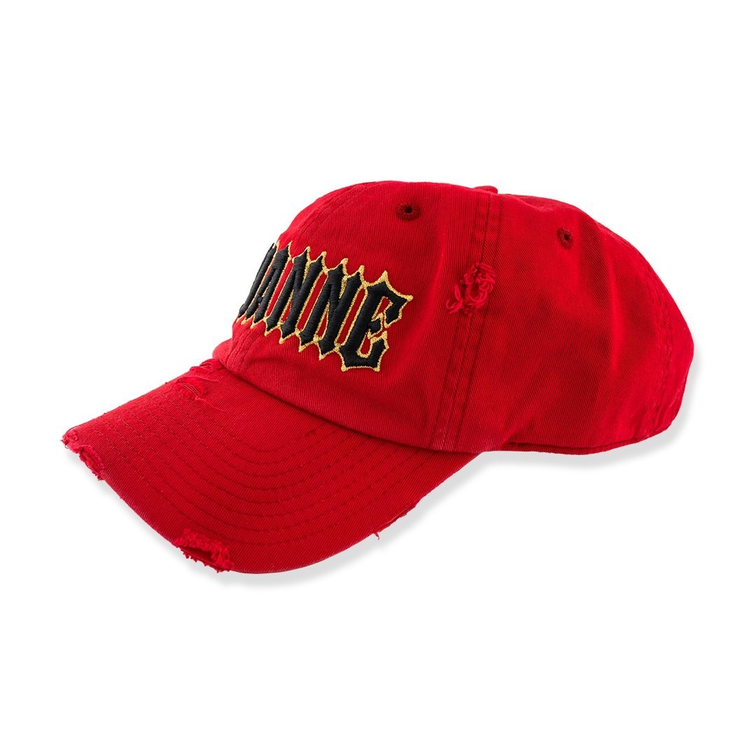 Avianne Red Distressed Cap