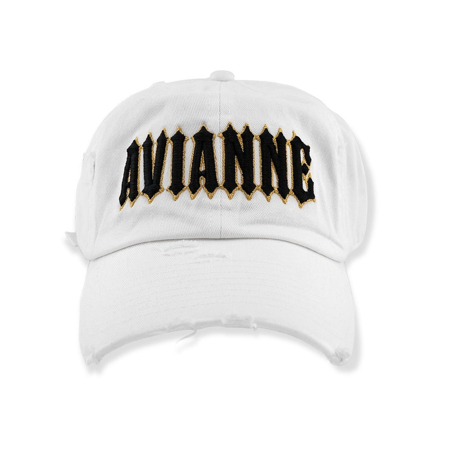 Avianne White Distressed Cap