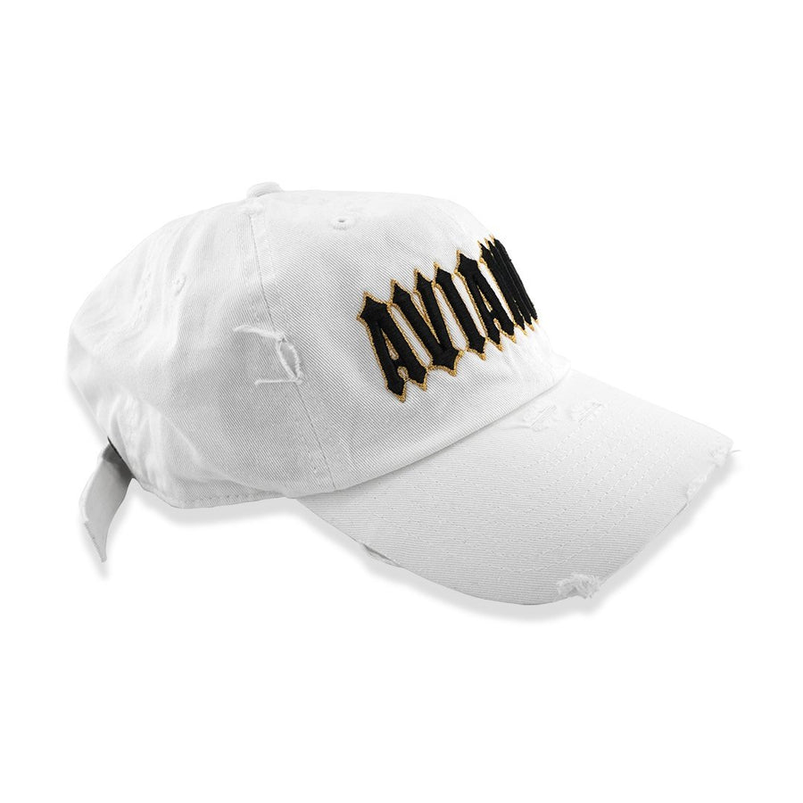 Avianne White Distressed Cap