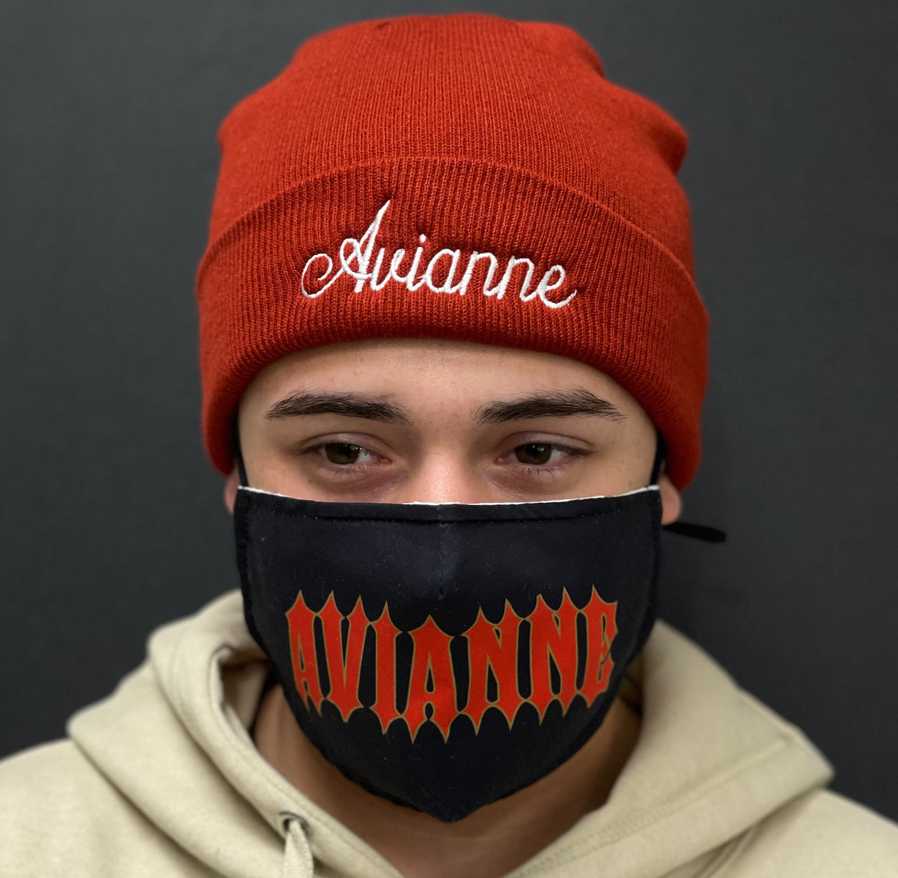 White and Maroon Avianne Beanie