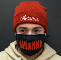 Thumbnail for White and Maroon Avianne Beanie